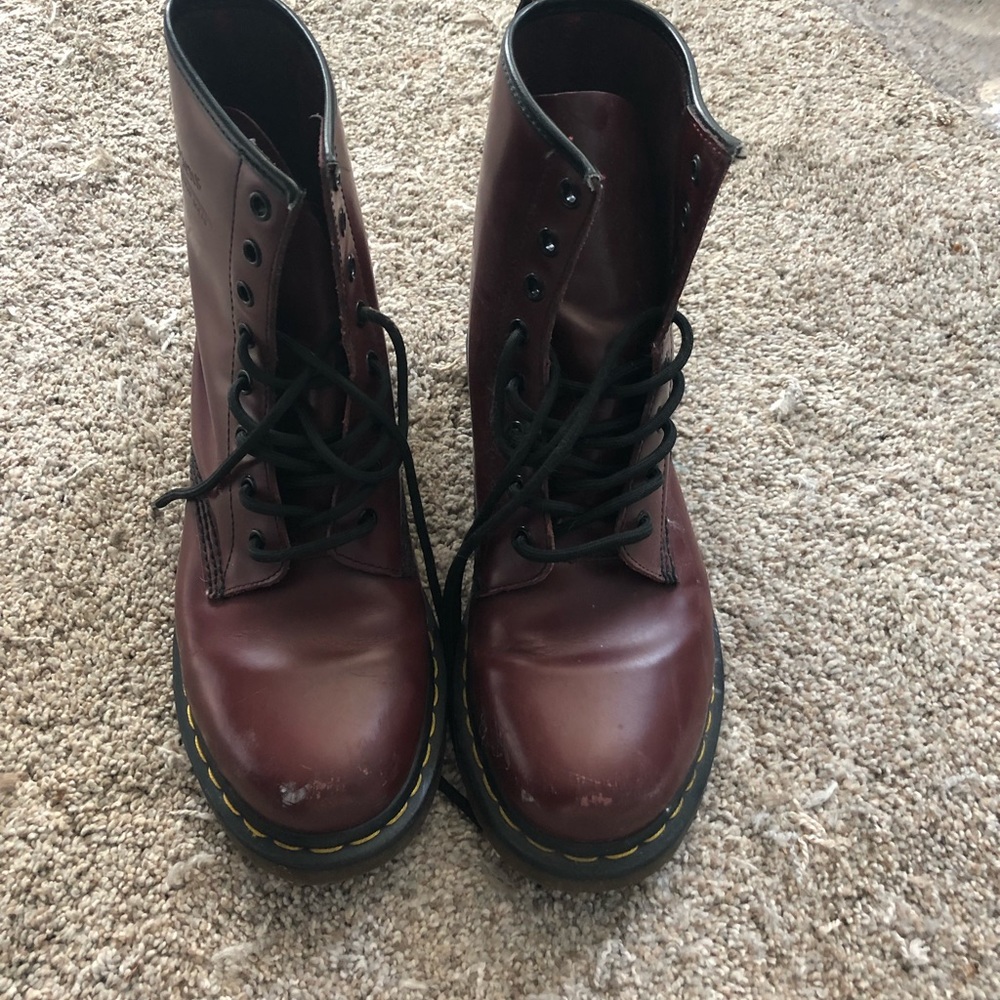 Maroon Dr Martens Boots